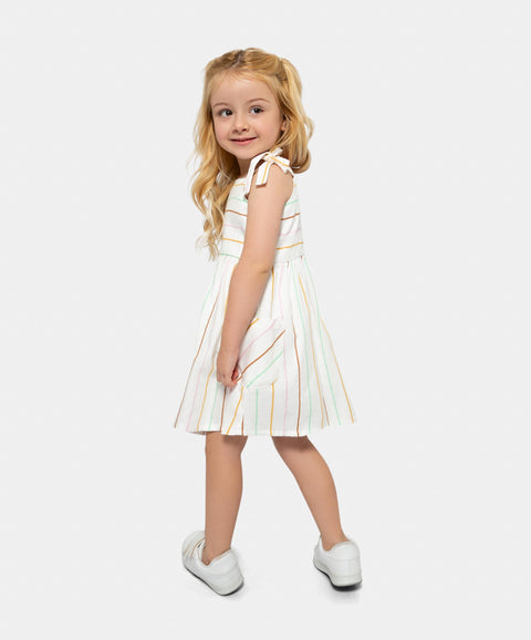 Vestido Tiras Para Bebe Niña En Tela Suave Color Marfil