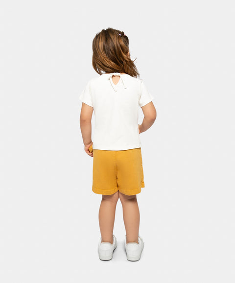 Camiseta Manga Corta Para Bebé Niña En Licra Color Marfil