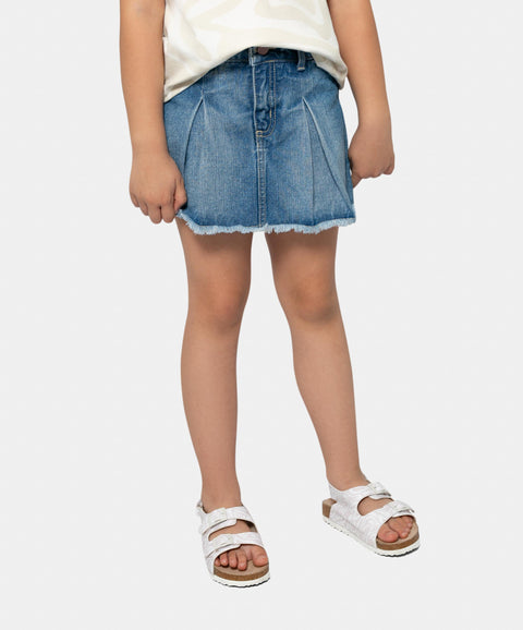 Falda Short Para Niña En Denim Color Índigo
