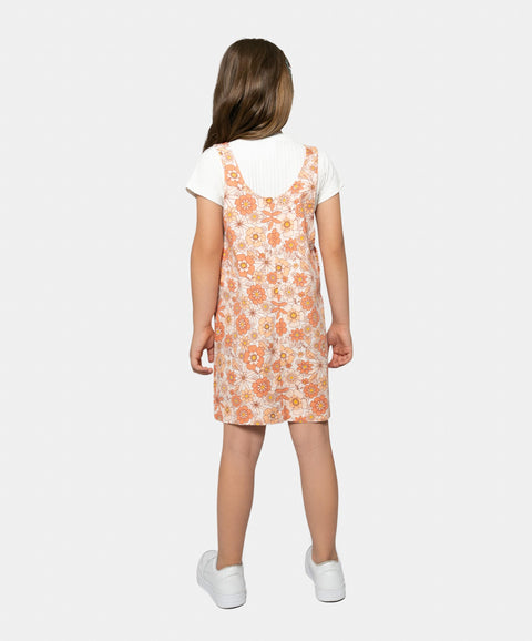 Jardinera Estampada Para Niña En Tela Suave Color Naranja Claro