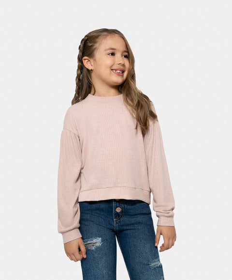 Buzo Tejido Para Niña Color Palo  De Rosa