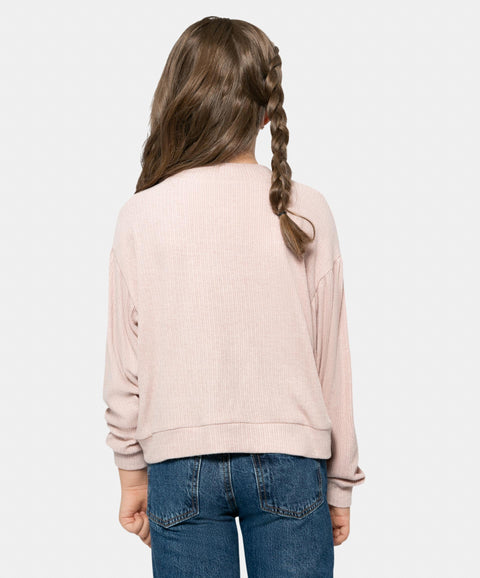 Buzo Tejido Para Niña Color Palo  De Rosa