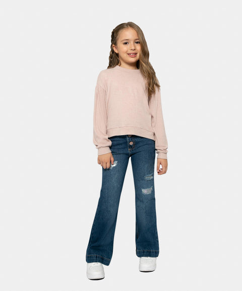 Buzo Tejido Para Niña Color Palo  De Rosa