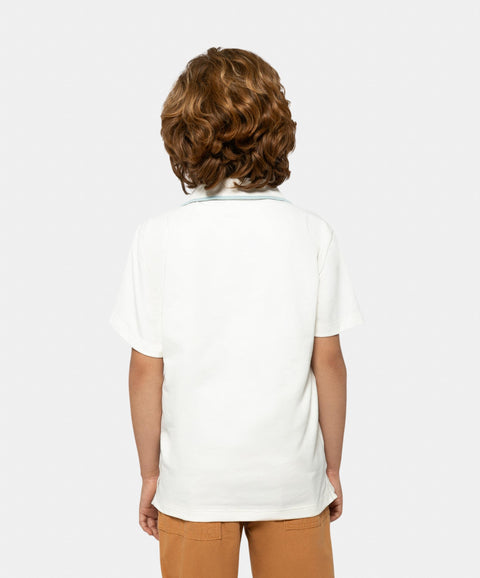 Camiseta Tipo Polo Para Niño En Algodón Color Marfil