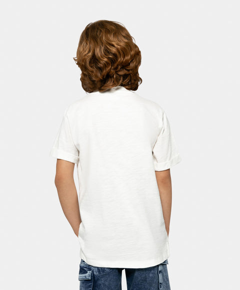 Camiseta Manga Corta Para Niño En Tela Suave Color Marfil