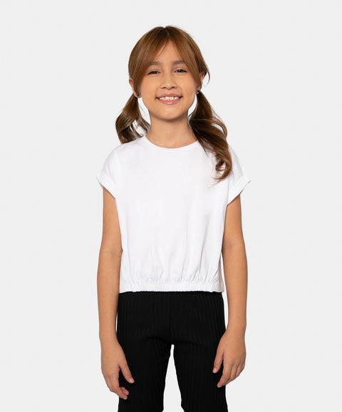 Camiseta Manga Corta Para Niña En Licra Color Blanco