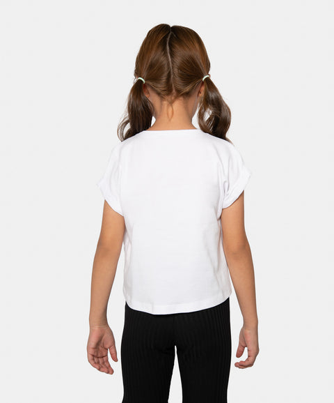Camiseta Manga Corta Para Niña En Licra Color Blanco
