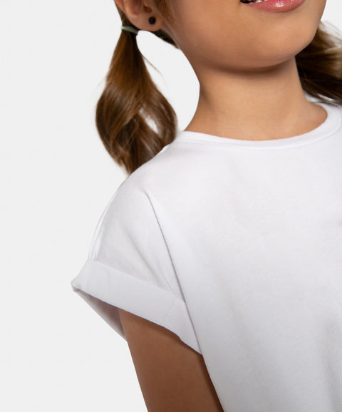 Camiseta Manga Corta Para Niña En Licra Color Blanco