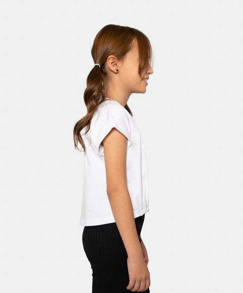 Camiseta Manga Corta Para Niña En Licra Color Blanco