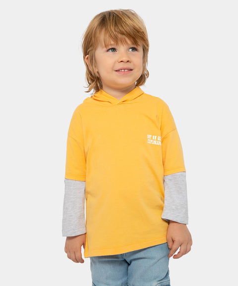 Camiseta Manga Larga Con Chompa Para Bebe Niño En Tela Suave Color Amarillo