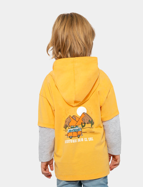 Camiseta Manga Larga Con Chompa Para Bebe Niño En Tela Suave Color Amarillo