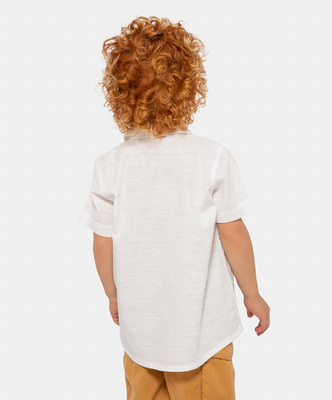 Camisa Manga Corta Para Bebé Niño En Popelina Color Blanco