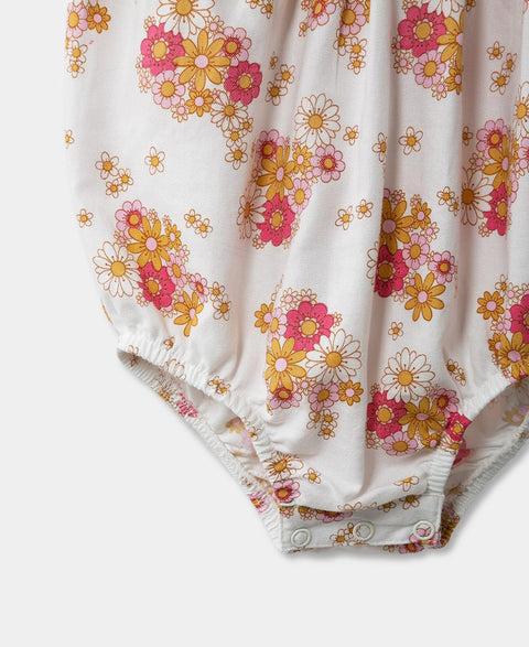 Body Estampado Para Recién Nacida En Tela Suave Color Marfil