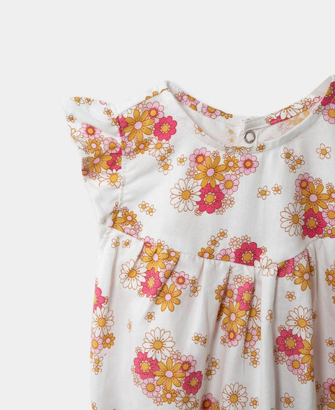 Body Estampado Para Recién Nacida En Tela Suave Color Marfil