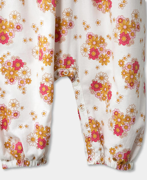 Jumpsuit Para Recién Nacida En Tela Suave Color Marfil