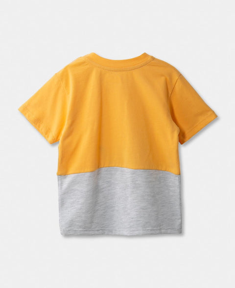 Camiseta Manga Corta Para Recién Nacido En Tela Suave Color Amarillo