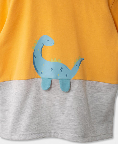 Camiseta Manga Corta Para Recién Nacido En Tela Suave Color Amarillo