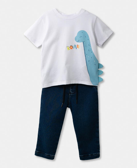 Conjunto Camiseta Y Pantalón  Para Recién Nacido En Tela Suave Color Blanco Y Azul