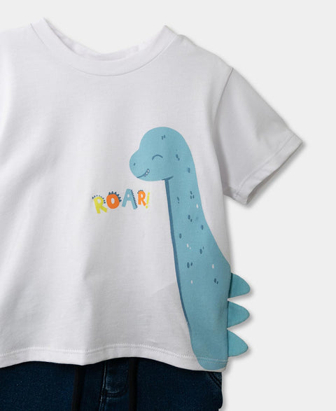 Conjunto Camiseta Y Pantalón  Para Recién Nacido En Tela Suave Color Blanco Y Azul