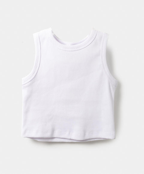 Camiseta Manga Sisa Para Niña En Rib Color Blanco