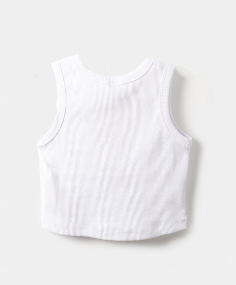 Camiseta Manga Sisa Para Niña En Rib Color Blanco