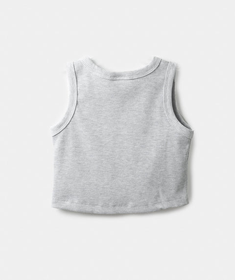 Camiseta Manga Sisa Para Niña En Rib Color Gris