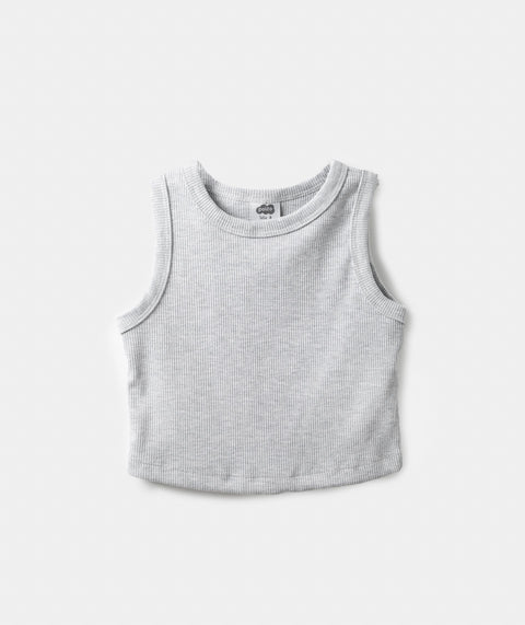 Camiseta Manga Sisa Para Niña En Rib Color Gris