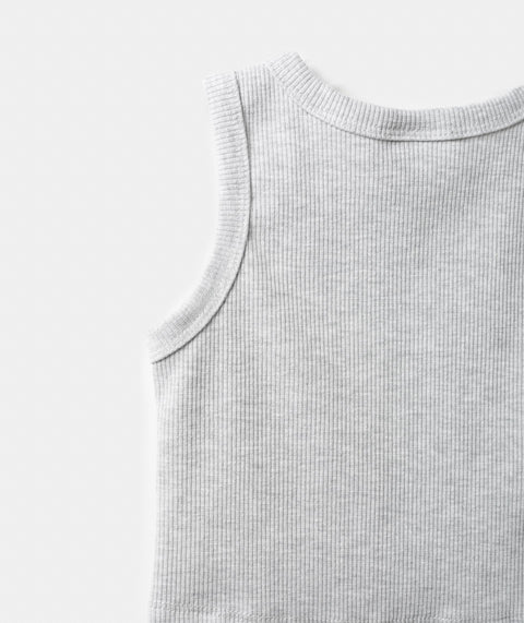 Camiseta Manga Sisa Para Niña En Rib Color Gris