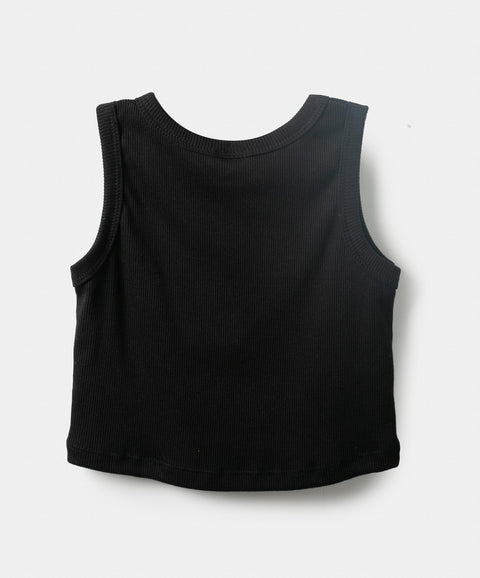 Camiseta Manga Sisa Para Niña En Rib Color Negro