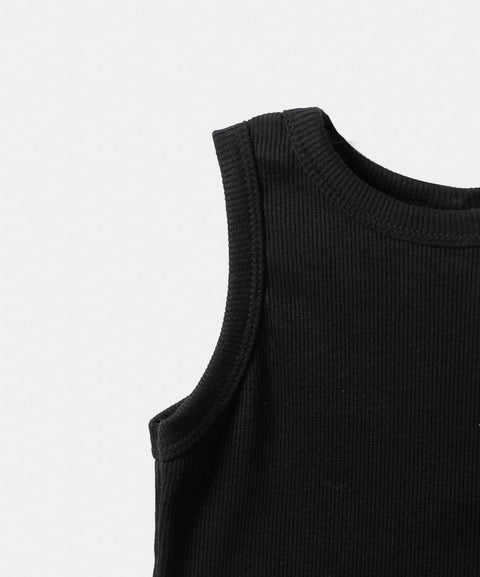 Camiseta Manga Sisa Para Niña En Rib Color Negro