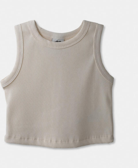 Camiseta Manga Sisa Para Niña En Rib Color Marfil