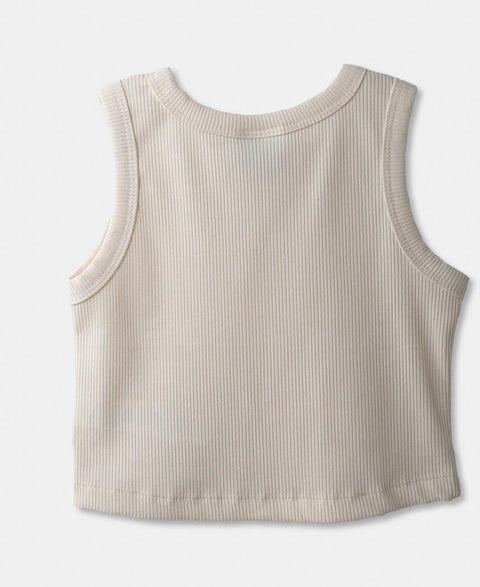 Camiseta Manga Sisa Para Niña En Rib Color Marfil