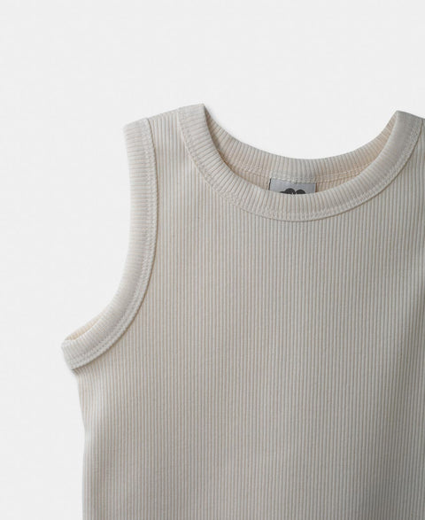 Camiseta Manga Sisa Para Niña En Rib Color Marfil