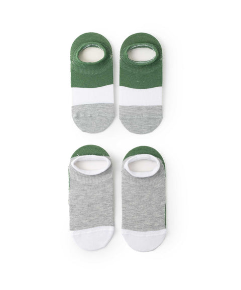 Medias Tobillera X 2 Para Niño En Algodón Color Verde