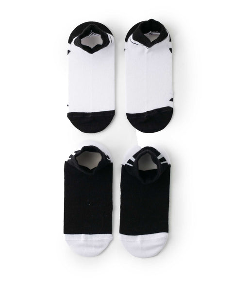 Medias Tobillera X 2 Para Niño En Algodón Color Negro Y Blanco