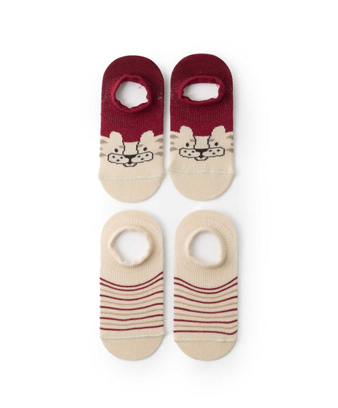 Medias Tobilleras X 2 Para Bebé Niño En Algodón Color Vino Y Marfil
