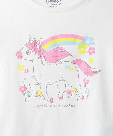 Pijama Manga Larga Y Pantalón Para Bebé Niña En Licra Color Marfil