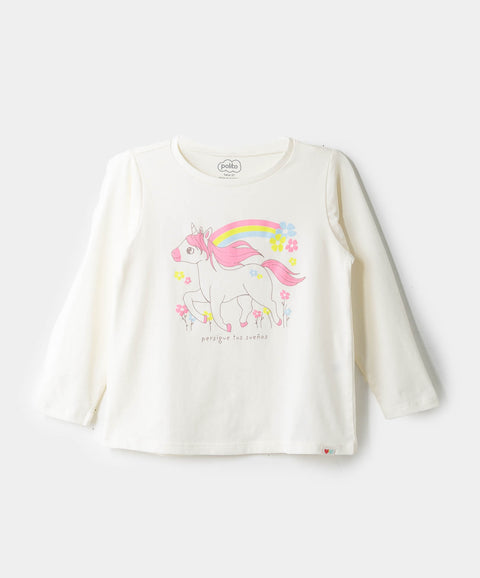 Pijama Manga Larga Y Pantalón Para Bebé Niña En Licra Color Marfil