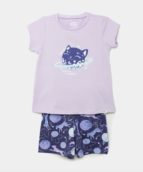Pijama Que Alumbra Para Bebé Niña En Algodón Color Lila