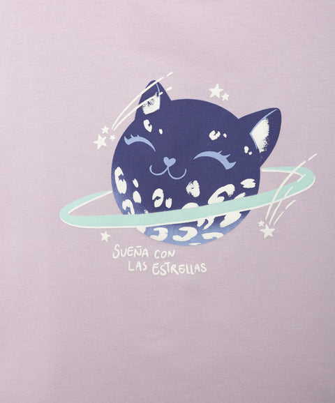 Pijama Que Alumbra Para Bebé Niña En Algodón Color Lila