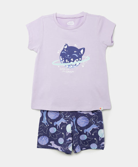 Pijama Que Alumbra Para Bebé Niña En Algodón Color Lila