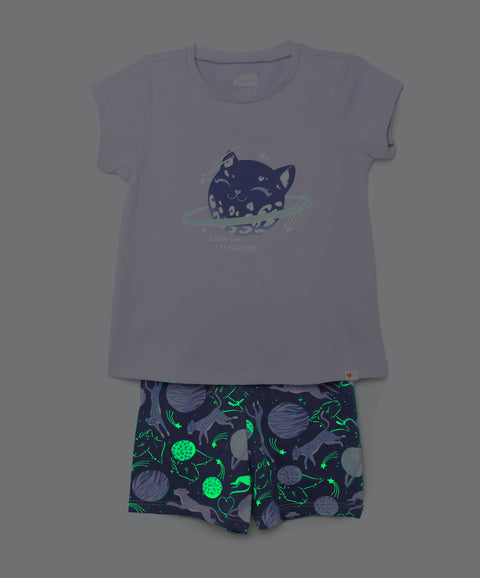 Pijama Que Alumbra Para Bebé Niña En Algodón Color Lila