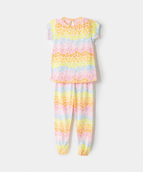 Pijama Manga Corta Y Pantalón Para Bebé Niña En Algodón Estampada