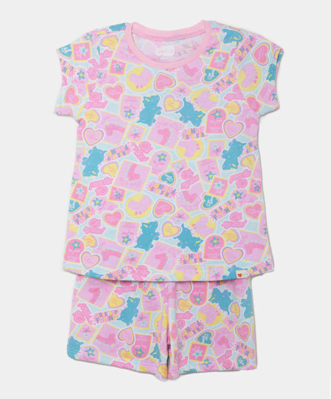 Pijama Manga Corta Y Short Para Bebé Niña En Algodón Color Rosado