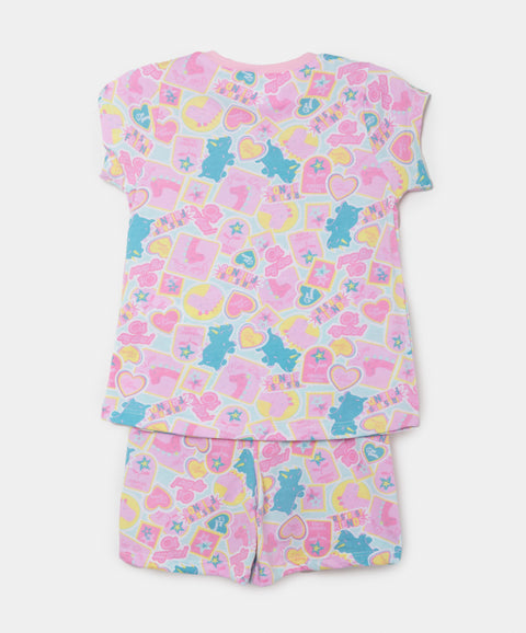 Pijama Manga Corta Y Short Para Bebé Niña En Algodón Color Rosado