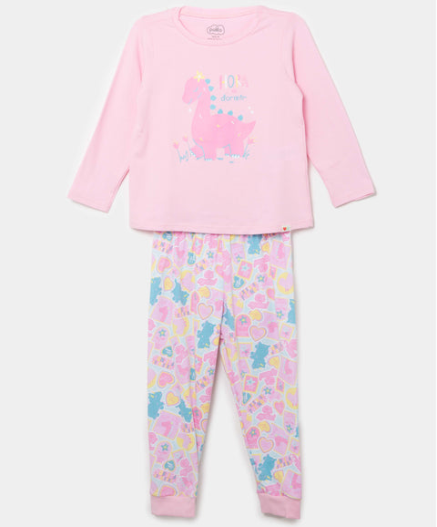 Pijama Manga Larga Y Pantalón Para Bebé Niña En Licra Color Rosado