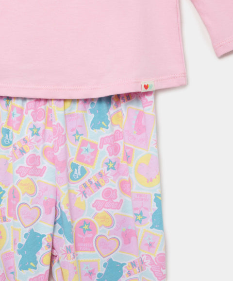 Pijama Manga Larga Y Pantalón Para Bebé Niña En Licra Color Rosado