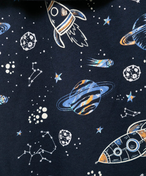 Pijama Que Alumbra Para Niño En Tela Suave Color Azul Oscuro