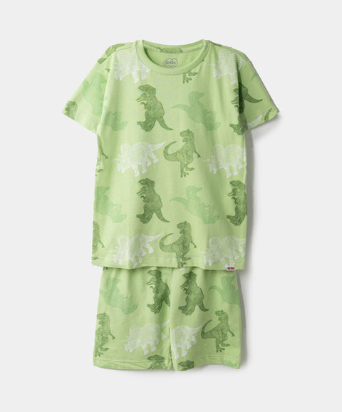 Pijama Manga Corta Y Bermuda Para Bebé Niño En Tela Suave Color Verde