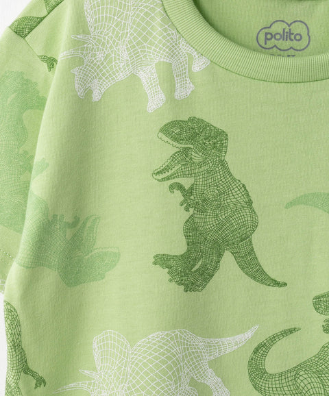 Pijama Manga Corta Y Bermuda Para Bebé Niño En Tela Suave Color Verde